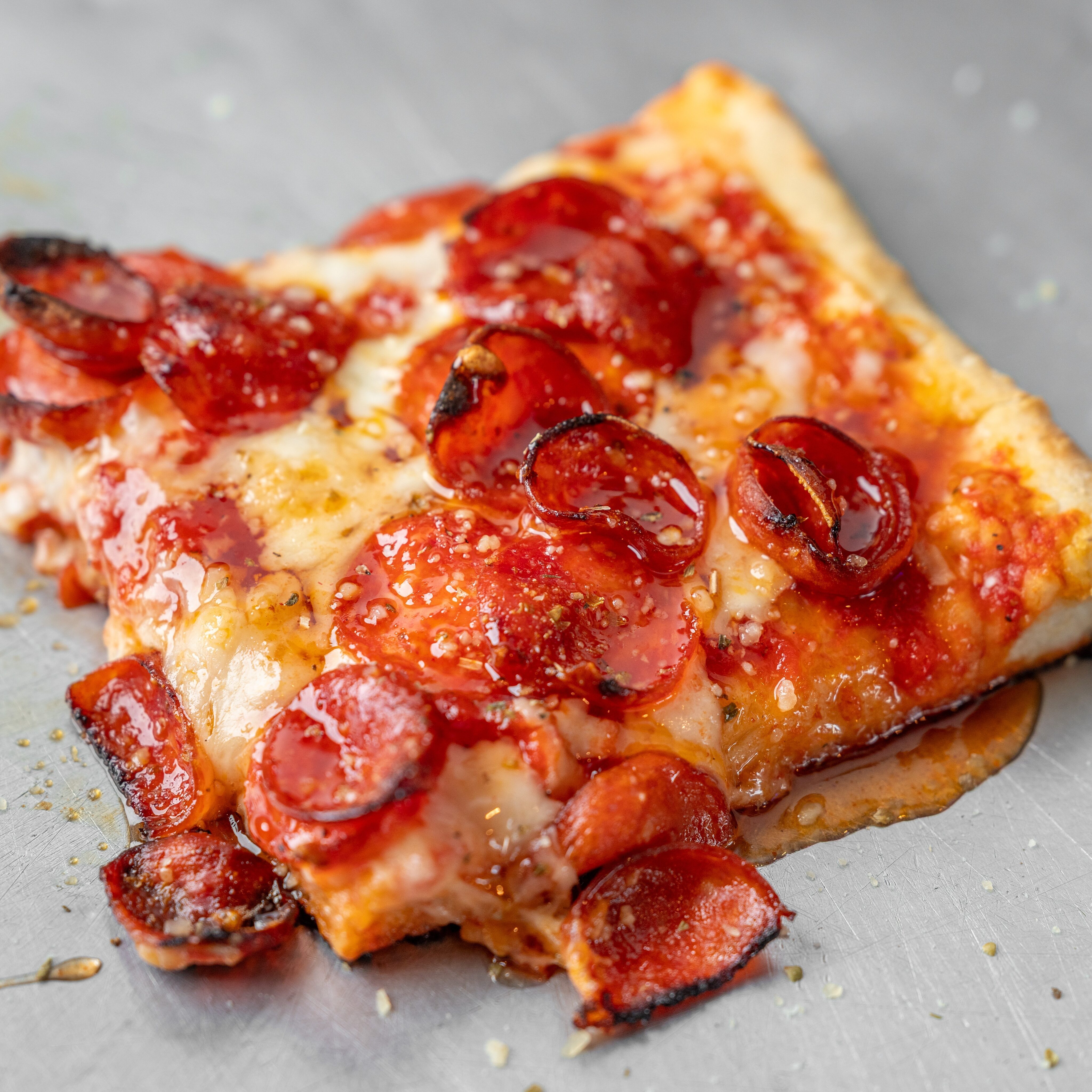 Hot Honey Pepperoni Cup Sicilian Pie.